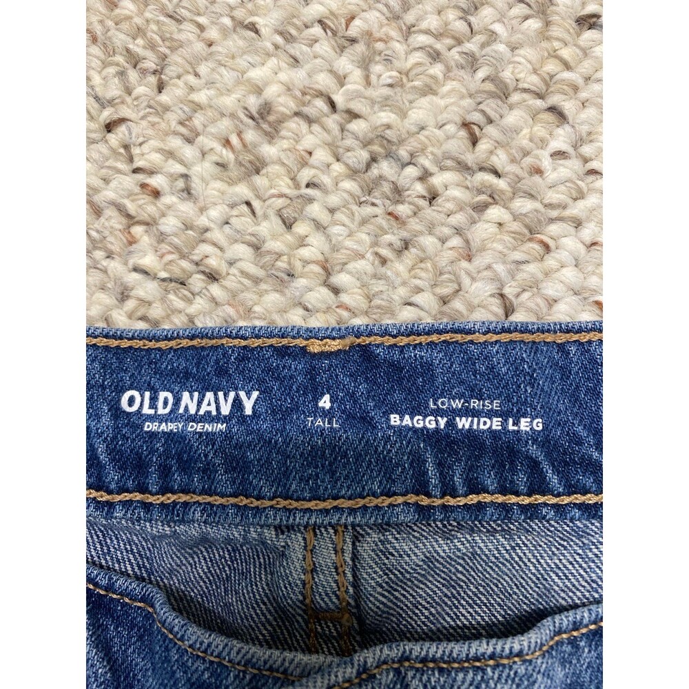 Old Navy Low Rise Baggy Wide Leg Drapey Denim Size 4 Tall Jeans - Picture 7 of 8
